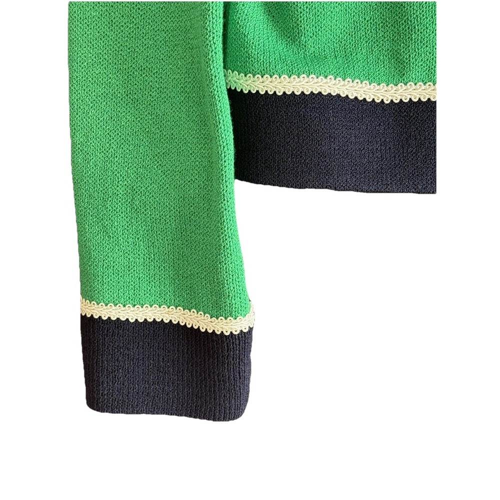 ST. JOHN Women's Size 4 Kelly Green W/ Navy Accents Short Knit Blazer Jacket EUC - Picture 8 of 10